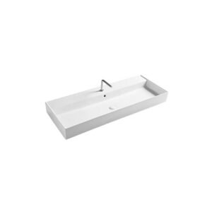 Lavabo d’appoggio o sospeso in ceramica Collezione Square Tutta Vasca 121×46 cm Axa Ceramica