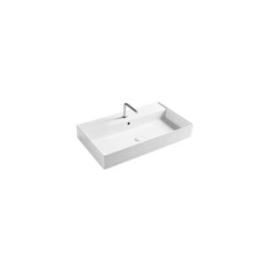 Lavabo d’appoggio o sospeso in ceramica Collezione Square Tutta Vasca 81×46 cm Axa Ceramica