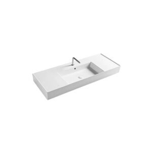 Lavabo d’appoggio o sospeso in ceramica Collezione Square Vasca Centrale 121×46 cm Axa Ceramica