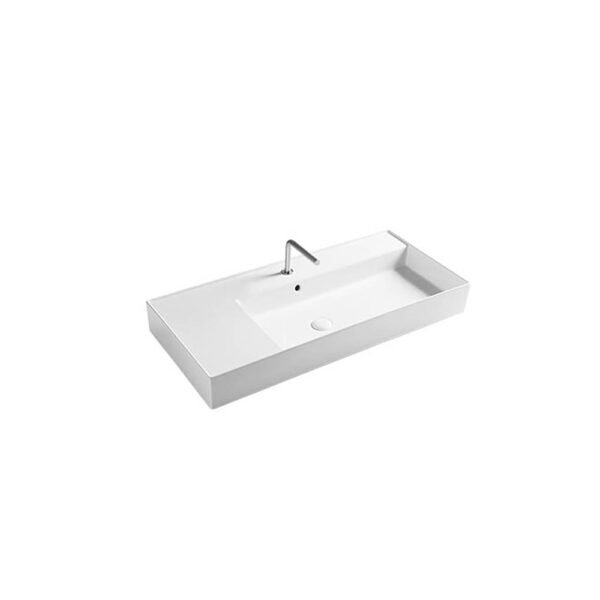 Lavabo d'appoggio o sospeso in ceramica Collezione Square Vasca Destra 101x46 cm Axa Ceramica