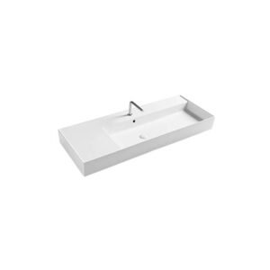 Lavabo d’appoggio o sospeso in ceramica Collezione Square Vasca Destra 121×46 cm Axa Ceramica