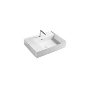 Lavabo d’appoggio o sospeso in ceramica Collezione Square Vasca Destra 61×46 cm Axa Ceramica