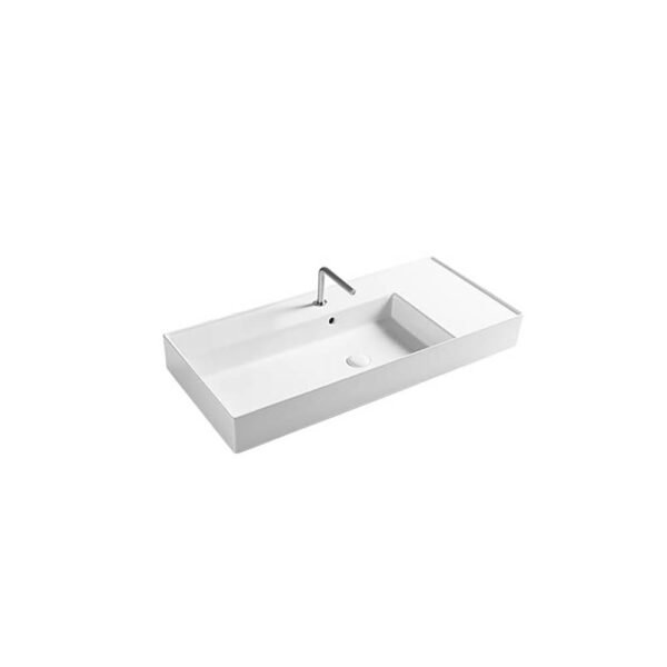 Lavabo d'appoggio o sospeso in ceramica Collezione Square Vasca Sinistra 101x46 cm Axa Ceramica