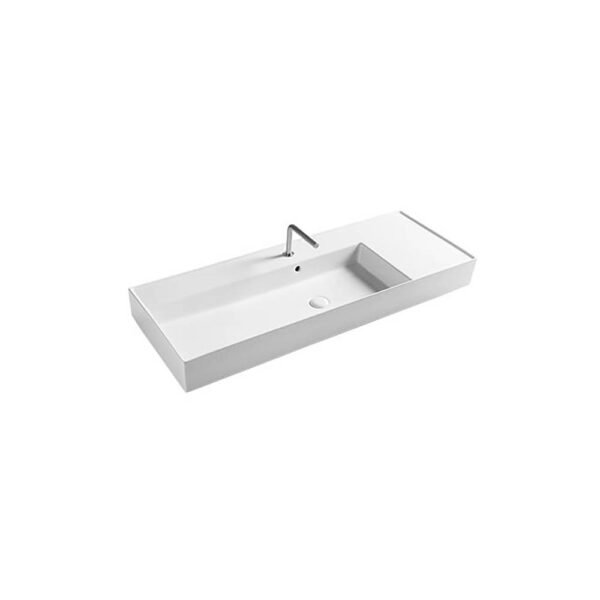 Lavabo d'appoggio o sospeso in ceramica Collezione Square Vasca Sinistra 121x46 cm Axa Ceramica