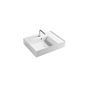 Lavabo d’appoggio o sospeso in ceramica Collezione Square Vasca Sinistra 61×46 cm Axa Ceramica