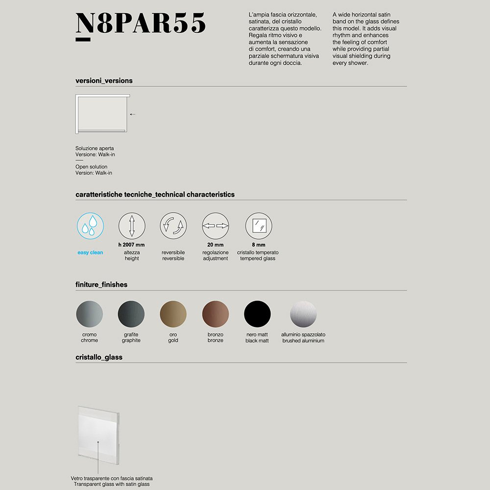 Parete doccia Walk Collezione N8PAR55 Cromo Tamanaco 4 Parete doccia Walk Collezione N8PAR55 Cromo Tamanaco 3