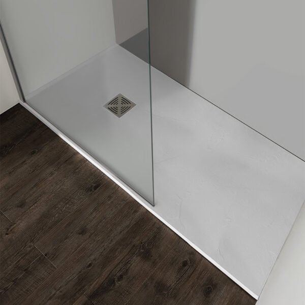 Piatto doccia rettangolare Flat Tamanaco in marmo resina bianco con piletta e copertura in acciaio inox per arredo bagno – Tuttidea