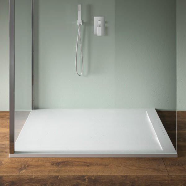 Piatto doccia rettangolare Flow Tamanaco in marmo resina bianco con coperchio di drenaggio per arredo bagno – Tuttidea