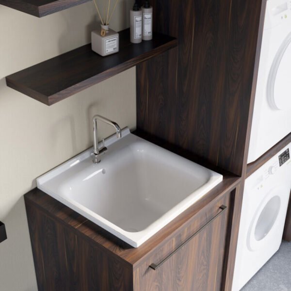 Mobile lavanderia Smartop 1 Colavene dettaglio lavabo in ceramica con mensole – Tuttidea
