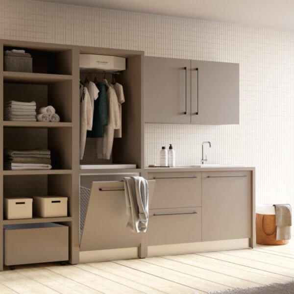 Mobile lavanderia con lavabo in ceramica e colonne asciugabiancheria Smartop 5 Colavene