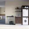 Mobile lavatoio lavanderia con lavabo in ceramica e colonna porta asciugatrice e lavatrice Smart Top 1 Colavene