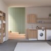 Mobile lavanderia con lavabo in ceramica e inserimento asciugatrice e lavatrice Smartop 2 Colavene
