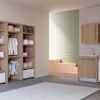 Mobile lavanderia con lavabo in ceramica e inserimento asciugatrice e lavatrice Smartop 2 Colavene