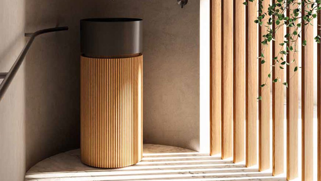 Mobile Bagno Freestanding Core Galassia legno Noce Cannettato e Lavabo in Ceramica Mobile bagno freestanding Core Galassia con lavabo in ceramica e base cannettata